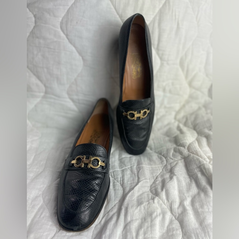 Salvatore Ferragamo 1980s Lizard Skin Heels